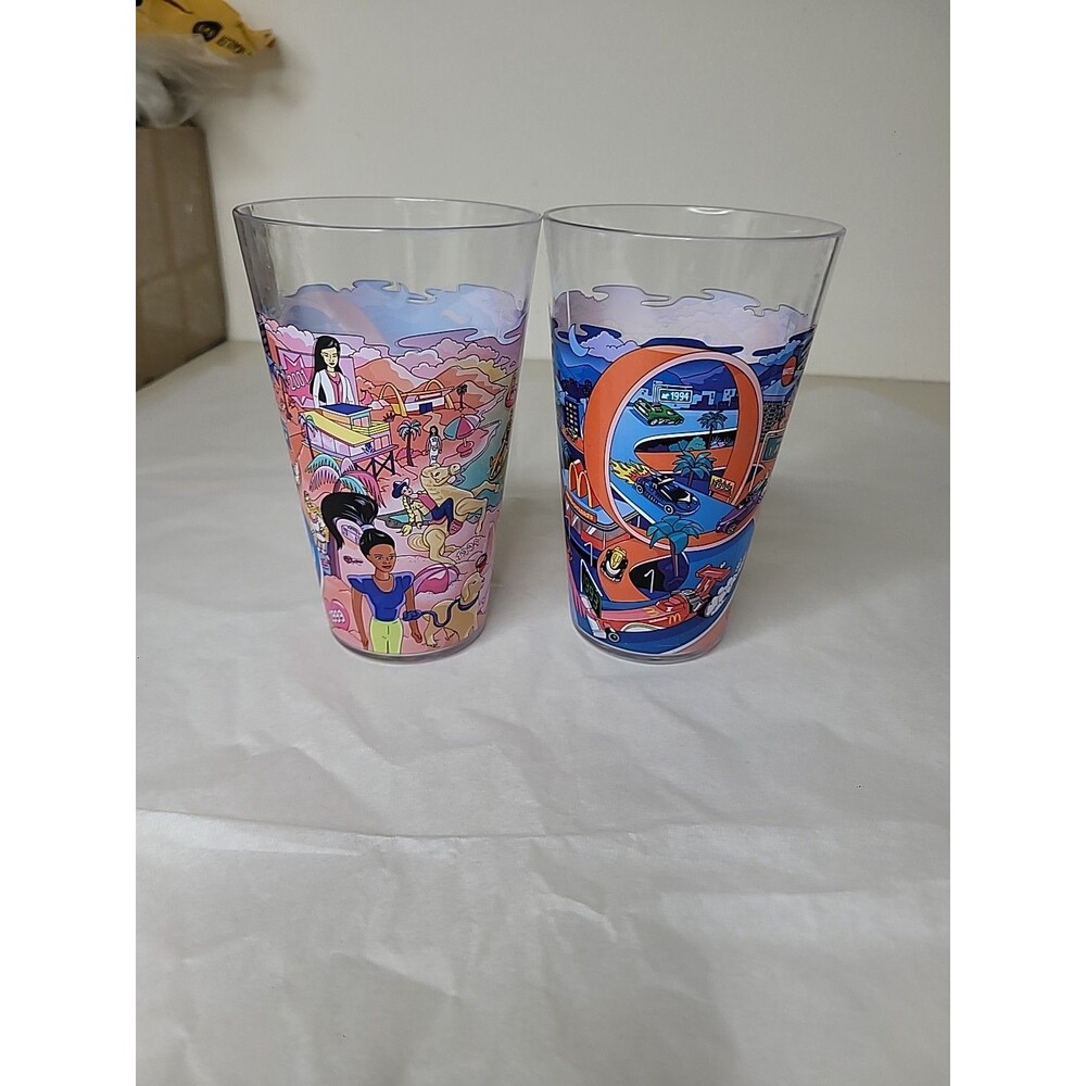 Lot Of 2 Hot Wheels / Barbie 2024 McDonald’s Collectors Edition  Cup Happy Meal